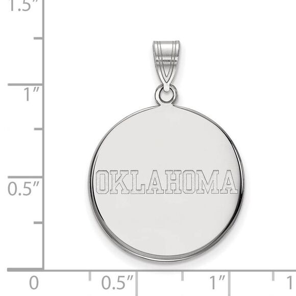 10k White Gold U. of Oklahoma Large Disc Pendant